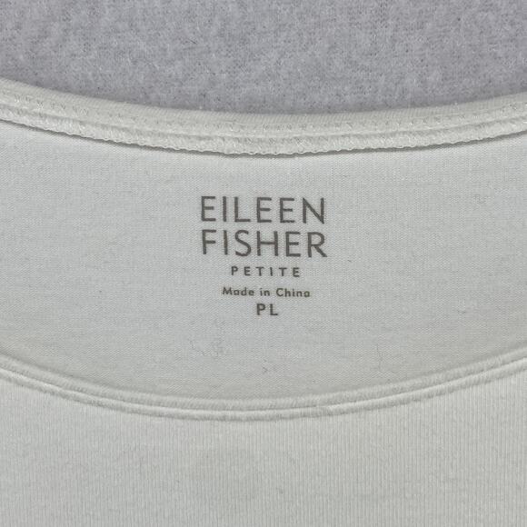 EILEEN FISHER Tank Top PL Stretch Organic Cotton Jersey Scoop Neck Shell White - Picture 5 of 12